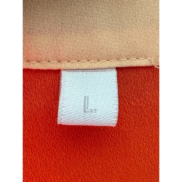 Fabrika Colorblock Blouse Women’s LG Orange Beige Short Sleeve Button Front Top - Picture 3 of 5